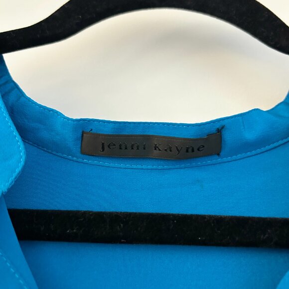 Jenni Kayne 100% Silk Hi-Lo Crossover V-Neck Short Sleeve Top in Blue Size M - Picture 4 of 6